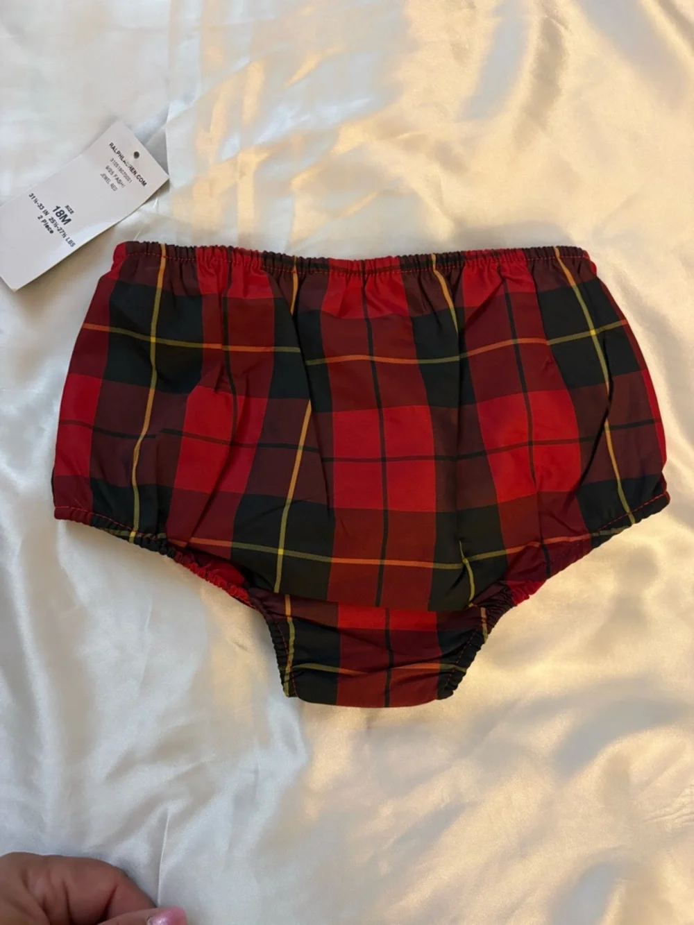 Ralph Lauren Red and Black Plaid Diaper Cover